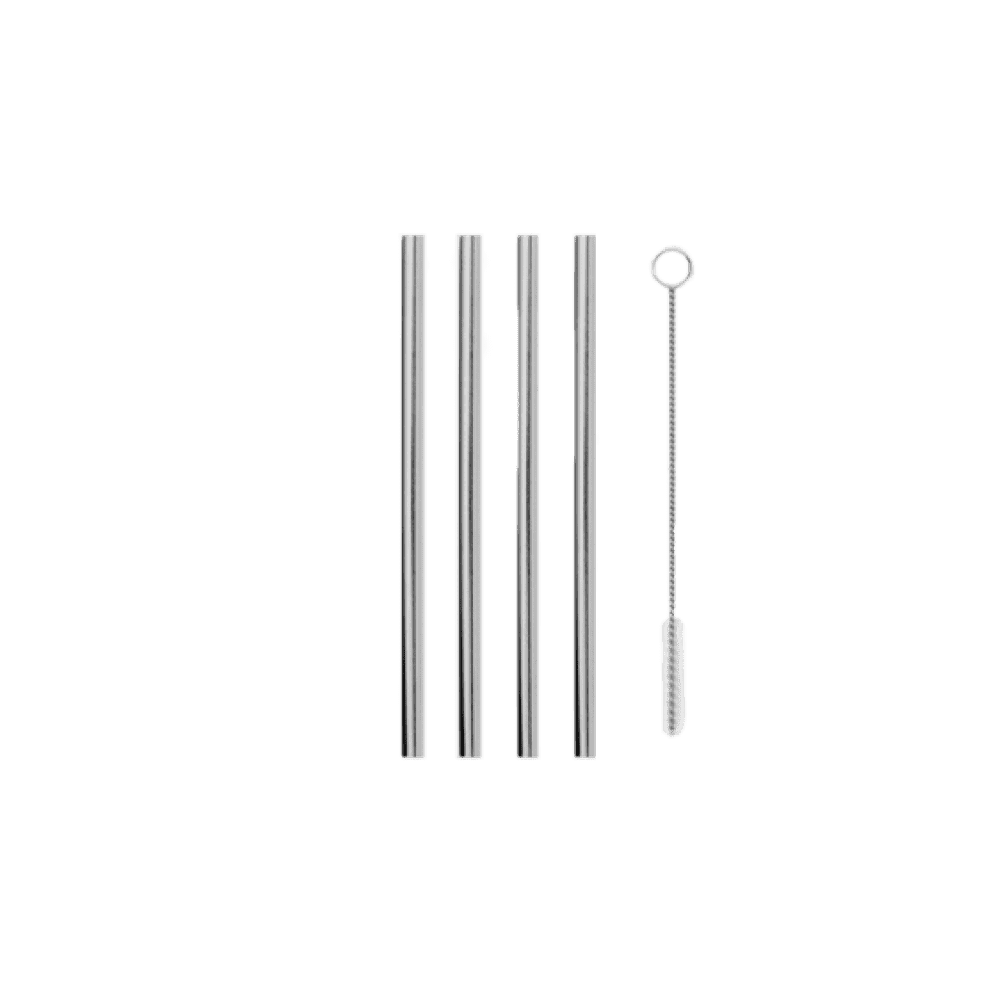 5" Silver Stainless Steel Straw